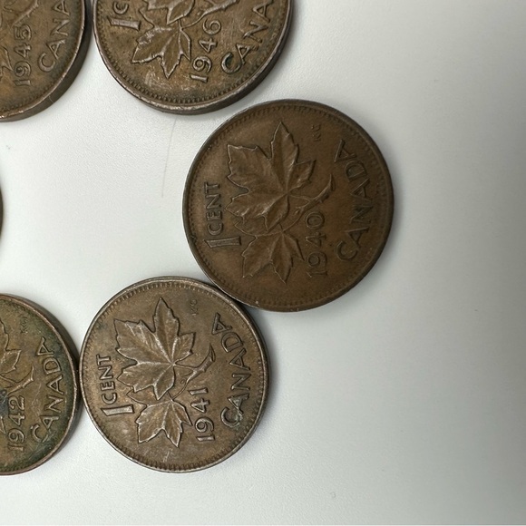 WWII-Era Canadian Penny Set – 6 Coins (1940–1946) – George VI – Vintage Copper - Picture 6 of 8